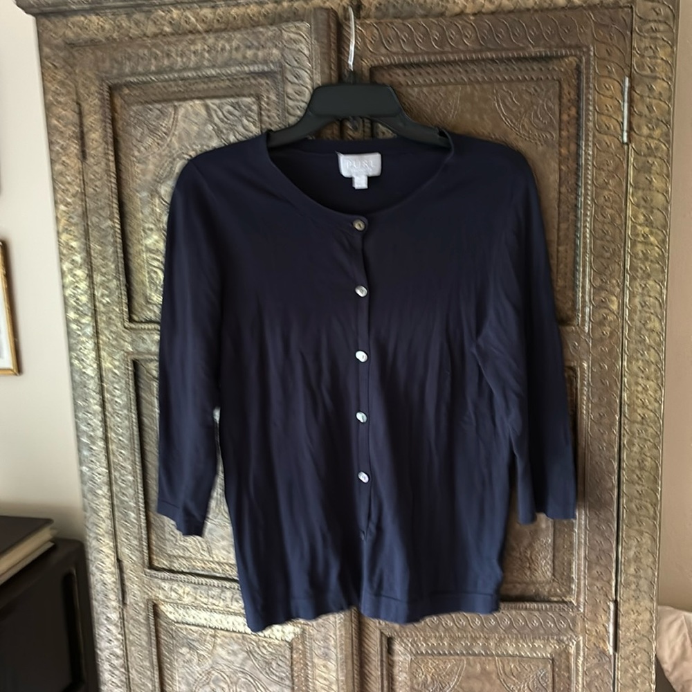 Lightweight cotton navy sweater